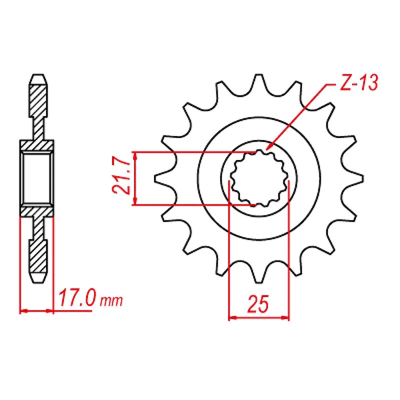 Reflective MTB trunks-MTX 1373 Steel Front Sprocket #520 (15T) (10-MGS-15)