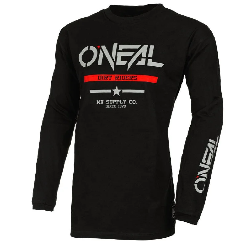 cycling clothing with fast slots-ONEAL 2024 ELEMENT SQUADRON COTTON JERSEY - BLACK/GREY