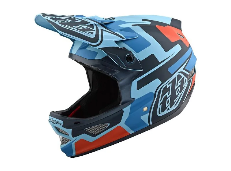 Bicycle helmet intuitive use-Troy Lee Designs D3 Fiberlite Full Face Helmet - Speedcode - Blue-Black