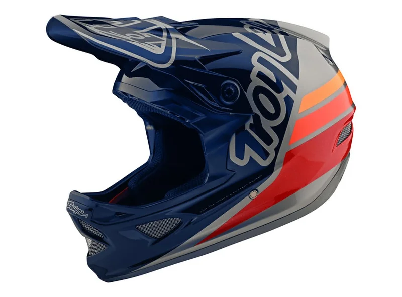 Bicycle helmet raw materials-Troy Lee Designs D3 Fiberlite Full Face Helmet - Silhouette - Navy-Silver- 2020