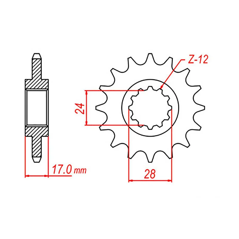 Mini bike repair kit-MTX 1371 Steel Front Sprocket #525 (16T) (10-MV9-16)