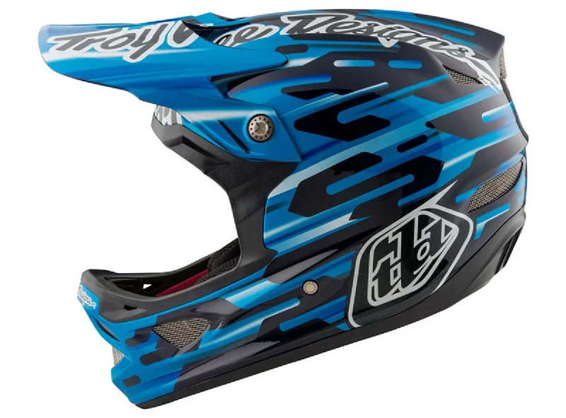 Bicycle helmet game fit-Troy Lee Designs D3 Carbon MIPS Full Face Helmet - Code Blue