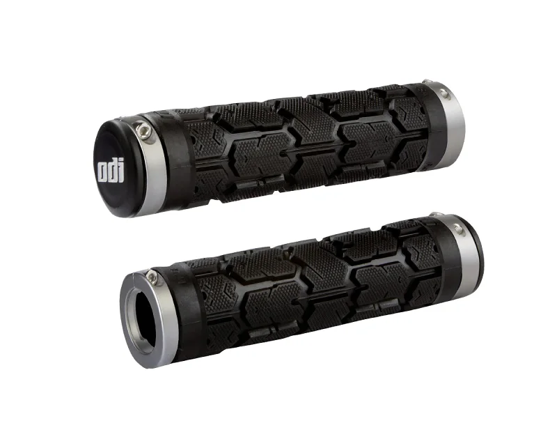 padded urban bicycle grips-ODI Rogue MTB Lock-On Grip Blk w/Sil Clamp 130mm Bonus Pack