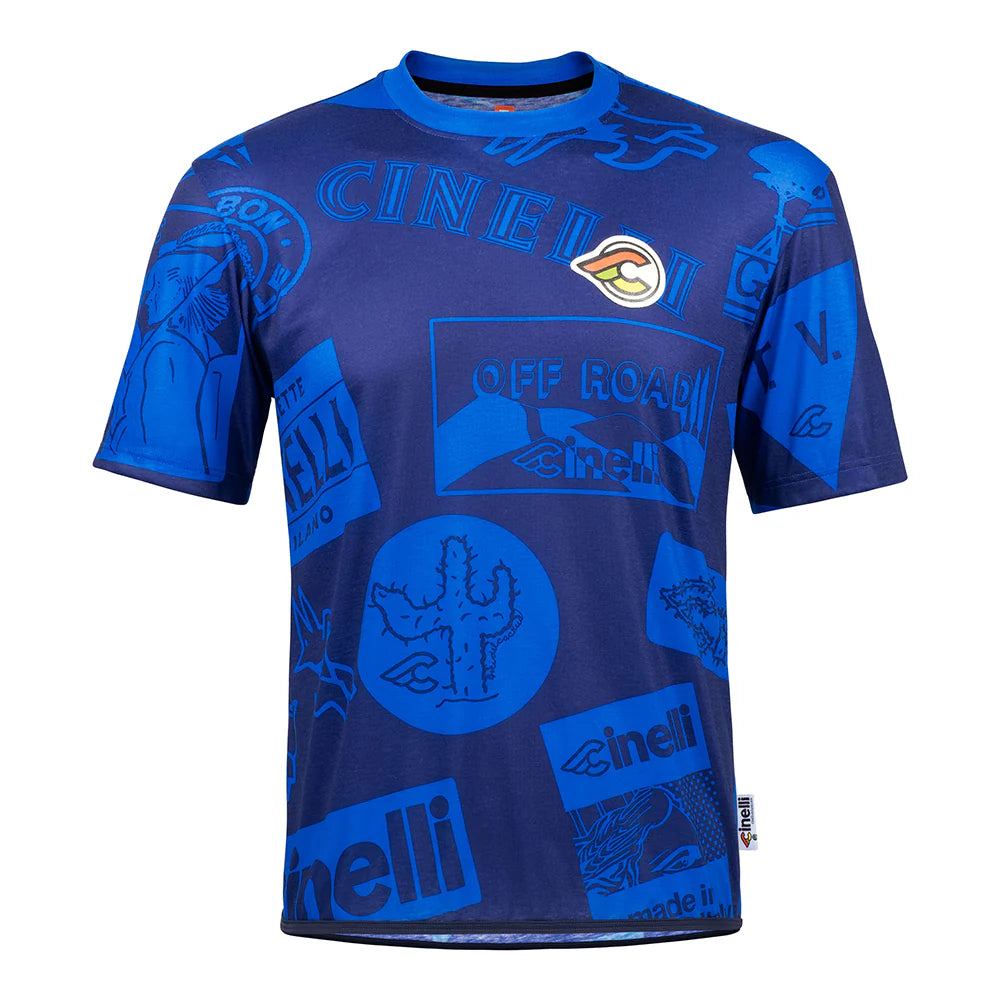 cycling clothing for team kits-T-Shirt Cinelli Gravel - Blu