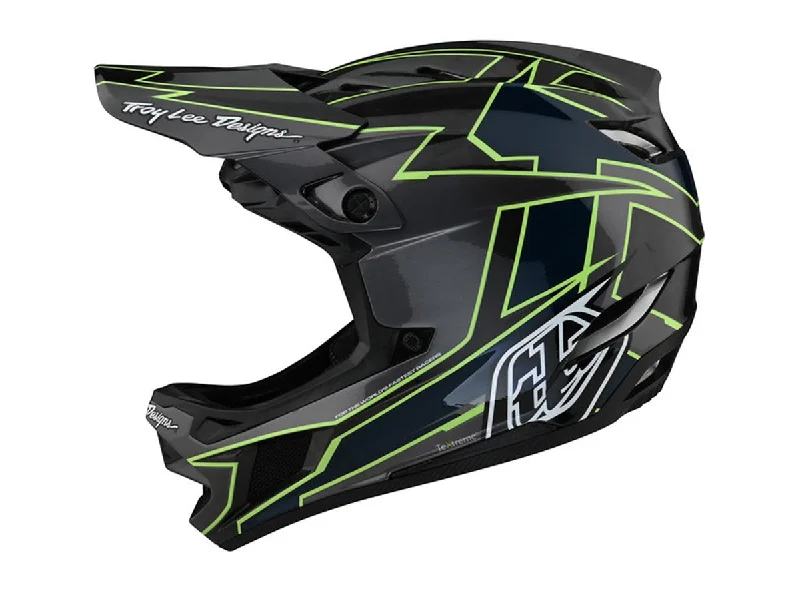 Bicycle helmet head contour-Troy Lee Designs D4 Carbon Full Face Helmet - Graph - Gray-Green 2021