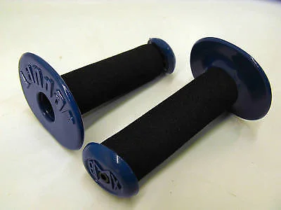 anti-slip satin bike grips-Old School Bmx Handlebar Grips Landar Genuine 80's Made Black & Blue Donut Grips