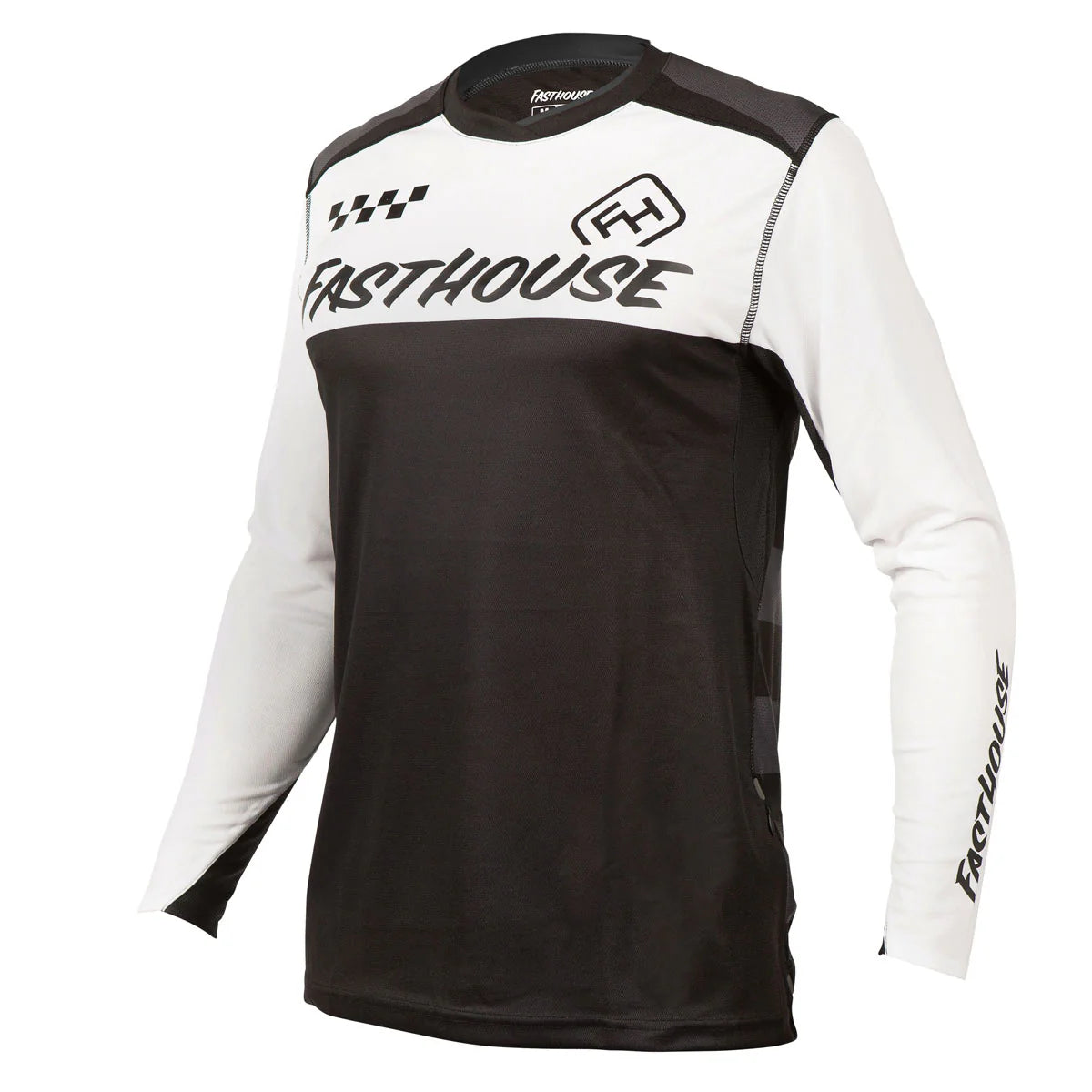 cycling clothing with back storage-Fasthouse Alloy Block Long Sleeve MTB Jersey - Youth - Silver-Charcoal