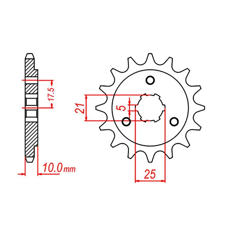 Clip-on shoe straps-MTX 1448 Steel Front Sprocket #525 (15T) (10-31D-15)