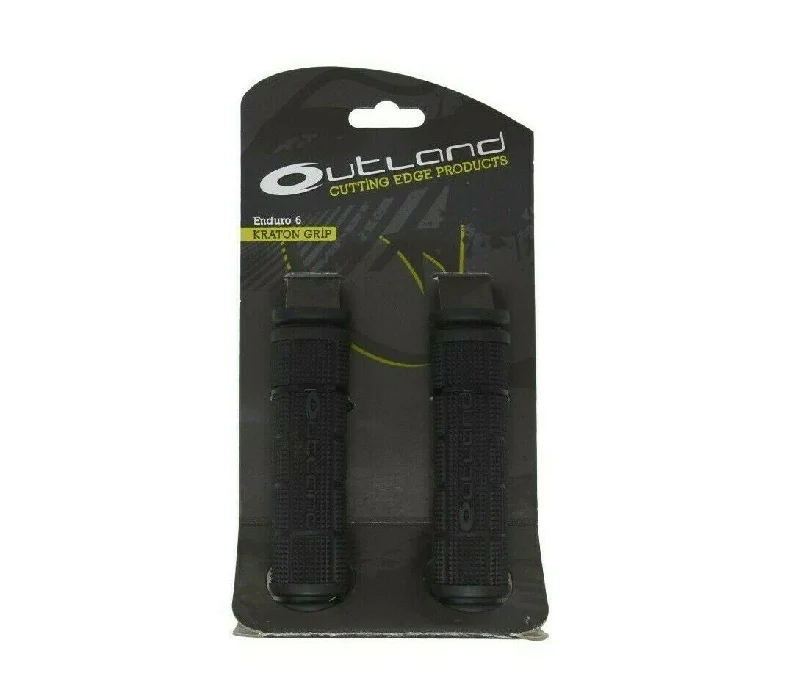 dual-density sprint bicycle grips-Outland Enduro 6 Kraton Soft Bicycle Handlebar Grips With End Plugs - All Black