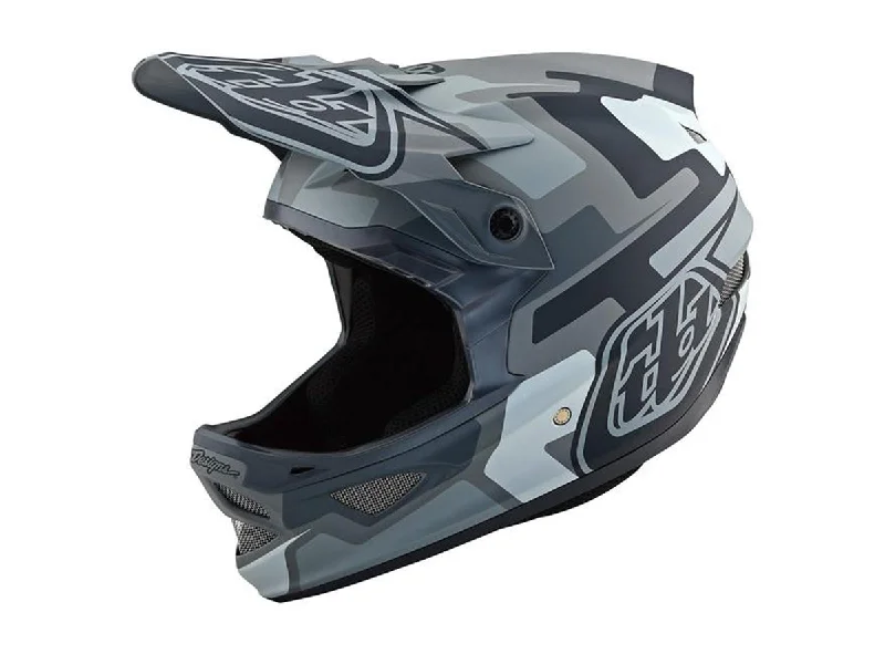 Bicycle helmet plug and play-Troy Lee Designs D3 Fiberlite Full Face Helmet - Speedcode - Gray