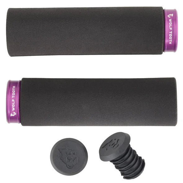 anti-vibration electric bicycle grips-Wolf Tooth Components Lock-On Fat Paw Grip - Black-Purple