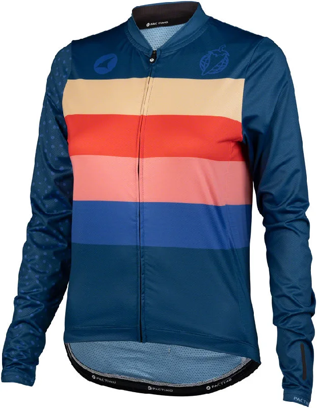 cycling clothing with bold art-Salsa Team Polytone Womens Long Sleeve Jersey - Dark Blue w/ Stripes X-Large