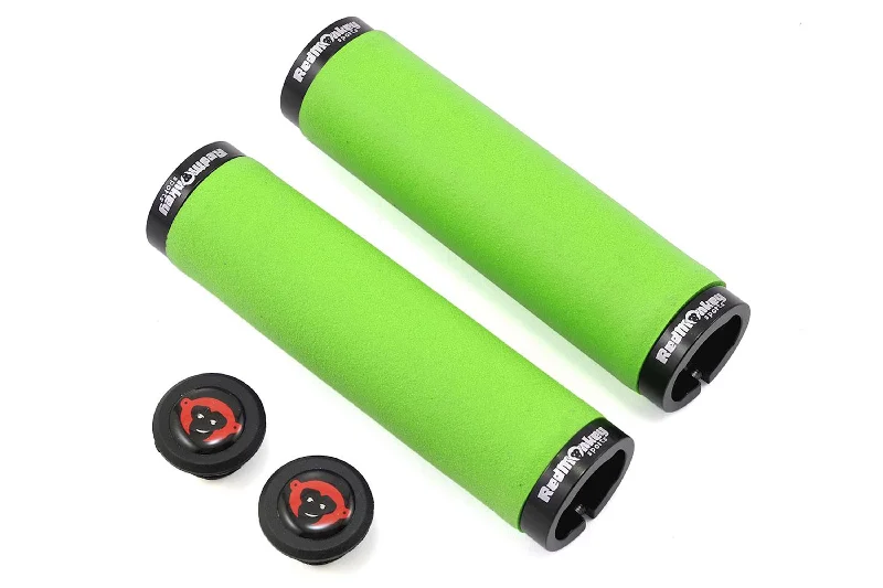 sweat-absorbent grooved bike grips-RedMonkey Klampz Lock On Grips Grn/Blk