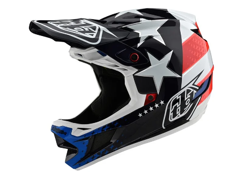 Bicycle helmet repurposed-Troy Lee Designs D4 Composite Full Face Helmet - Freedom 2.0 - Red-White - 2020