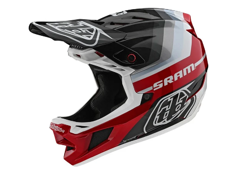 Bicycle helmet organic materials-Troy Lee Designs D4 Carbon Full Face Helmet - Mirage - SRAM Red-Black - 2020