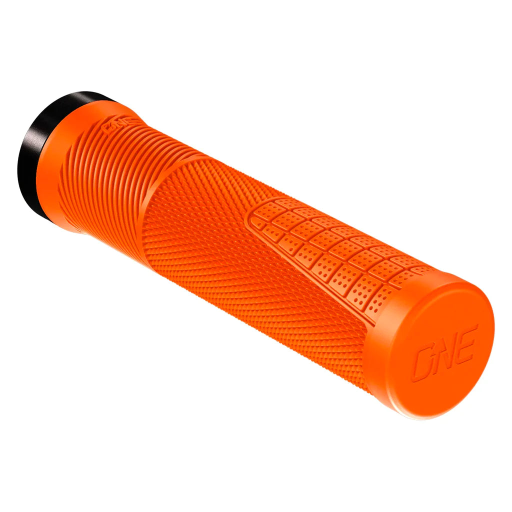 short grooved bike grips-OneUp Thin Lock-On MTB Grips - Orange