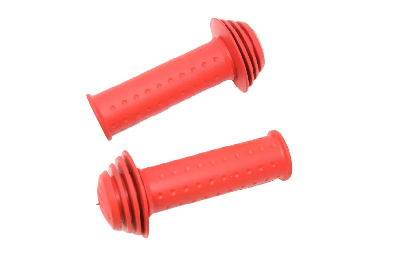 easy-install grooved bike grips-Pair Red Handlebar Grips For Children’s Cycle Junior Bike 112mm Long Safety End