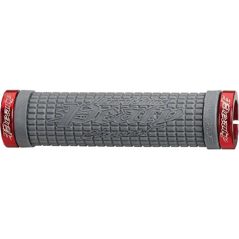 custom rigid bike grips-Peaty Bike Handlebar Grips - Graphite/Red, Lock-On