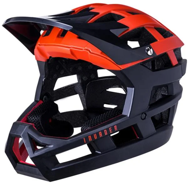 Bicycle helmet stain resistant-Kali Invader Enduro Helmet - Solid Matt Red-Black