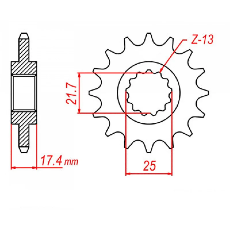 Cushioned hip guards-MTX 1299 Steel Front Sprocket #520 (14T) (10-KVO-14)