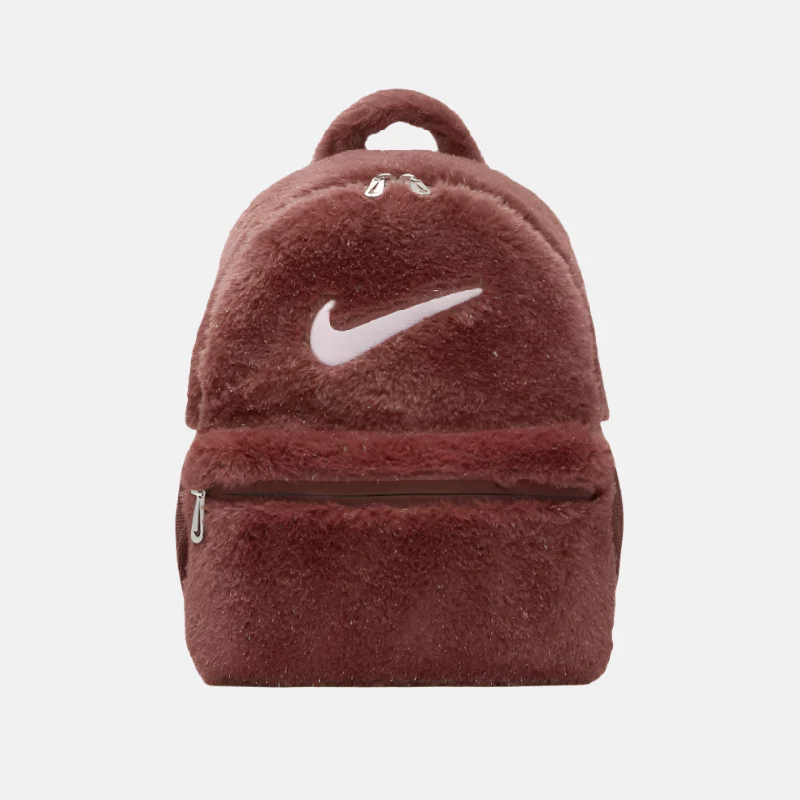 Tough arm pads-Nike Older Kids' Faux Fur Backpack 11L -Dark Pony/Dark Pony/Pink Foam