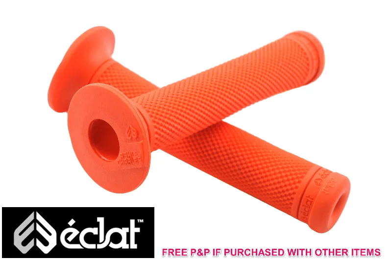 touring youth bicycle grips-ECLAT ASHLEY CHARLES SIGNATURE BMX HANDLEBAR GRIPS, ELASTOMER RUBBER ORANGE