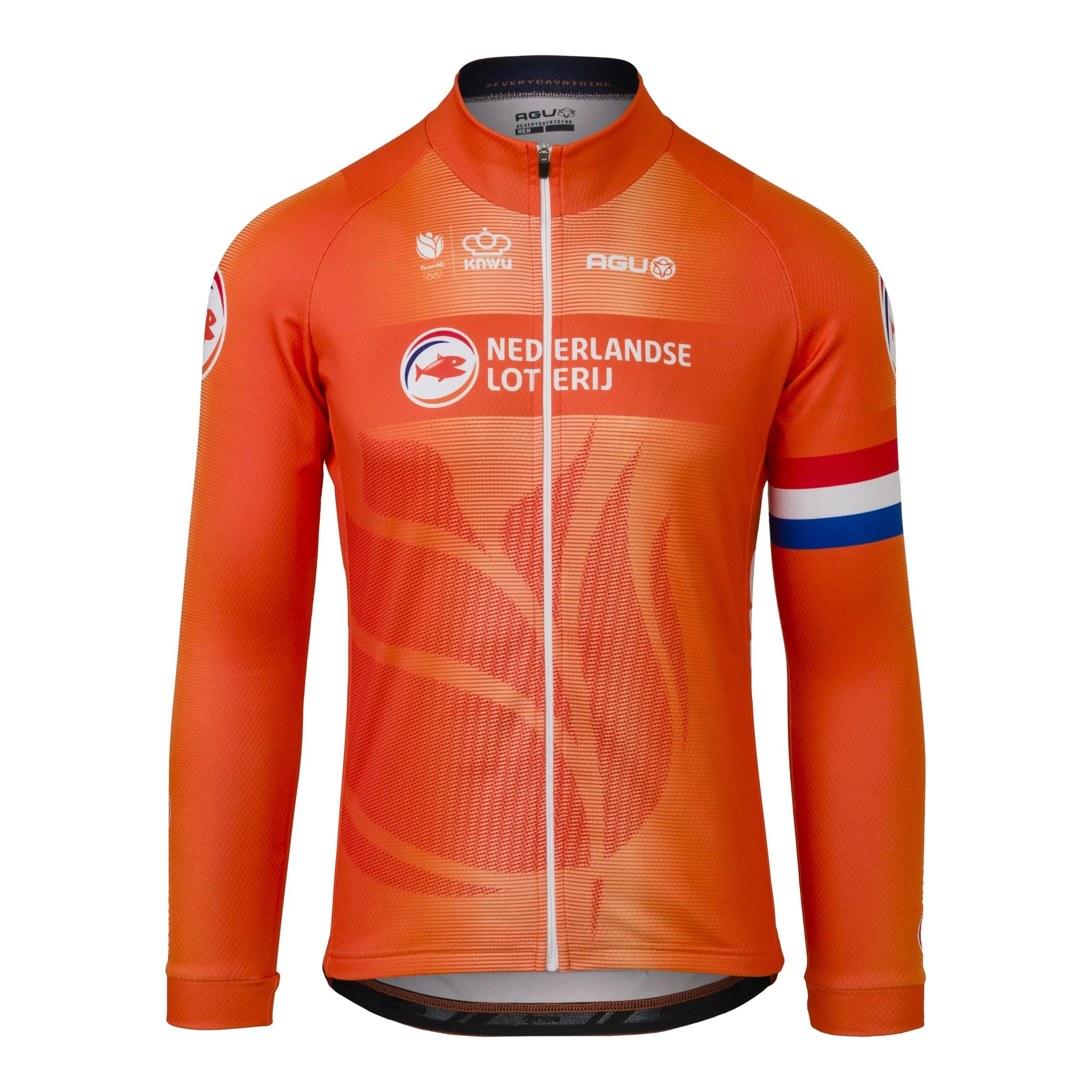 cycling clothing with strong zips-Maglia maniche lunghe Agu Nazionale Olandese 2024