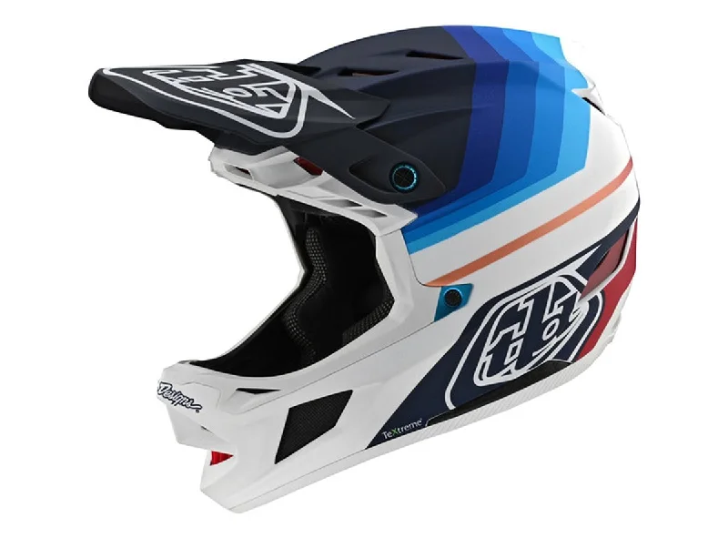 Bicycle helmet bald head-Troy Lee Designs D4 Carbon Full Face Helmet - Mirage - Navy-White - 2020