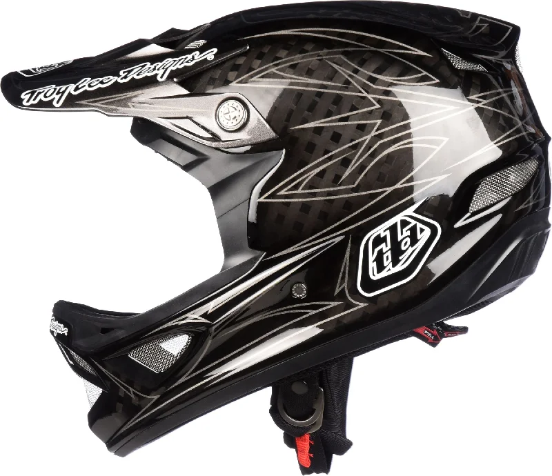 Bicycle helmet flash choice-Troy Lee Designs D3 Carbon Full Face Helmet - Pinstripe II Black