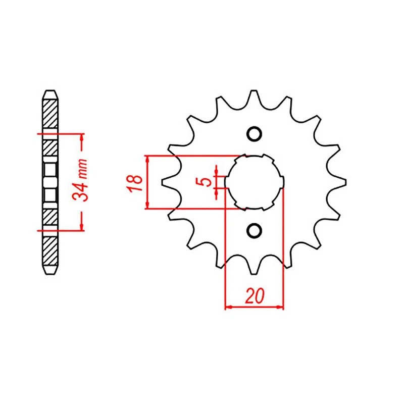 Adjustable neon straps-MTX 275 Steel Front Sprocket #520 (14T) (10-362-14)