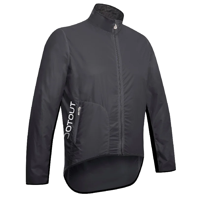 cycling clothing with storm shield-Mantellina Dotout Tempo - Grigio