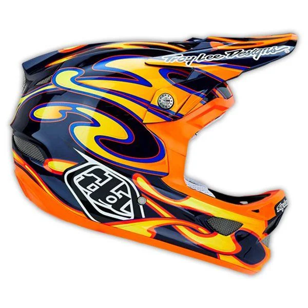 Bicycle helmet beat fit-Troy Lee Designs D3 Carbon Full Face Helmet - Squirt - Black-Orange