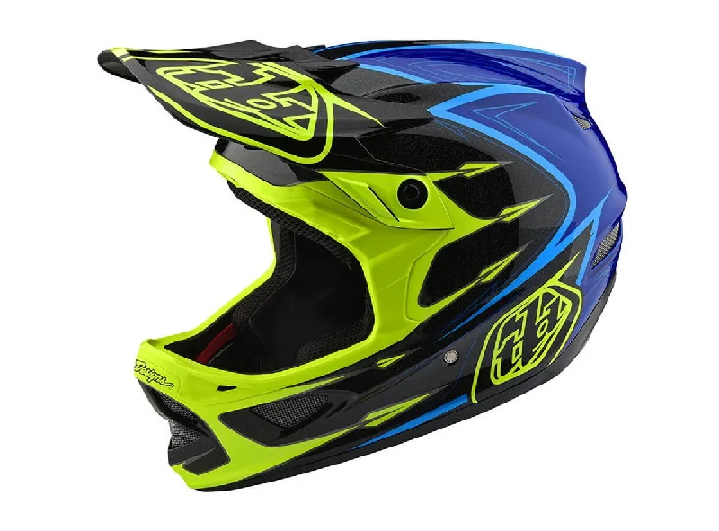 Bicycle helmet peak performance-Troy Lee Designs D3 Composite Full Face Helmet - Corona Flo Yellow-Blue - 2018