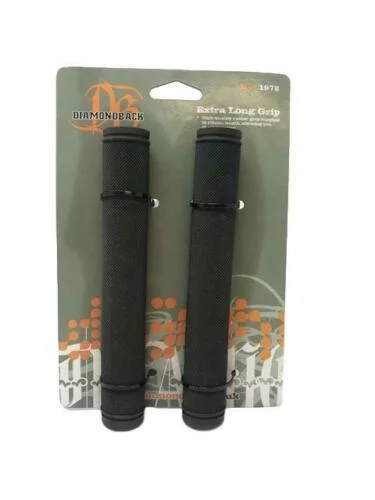 orange slide-on bike grips-Diamondback Extra Long Bike Rubber Handlebar Grips - Cut To Size - 175mm - Black