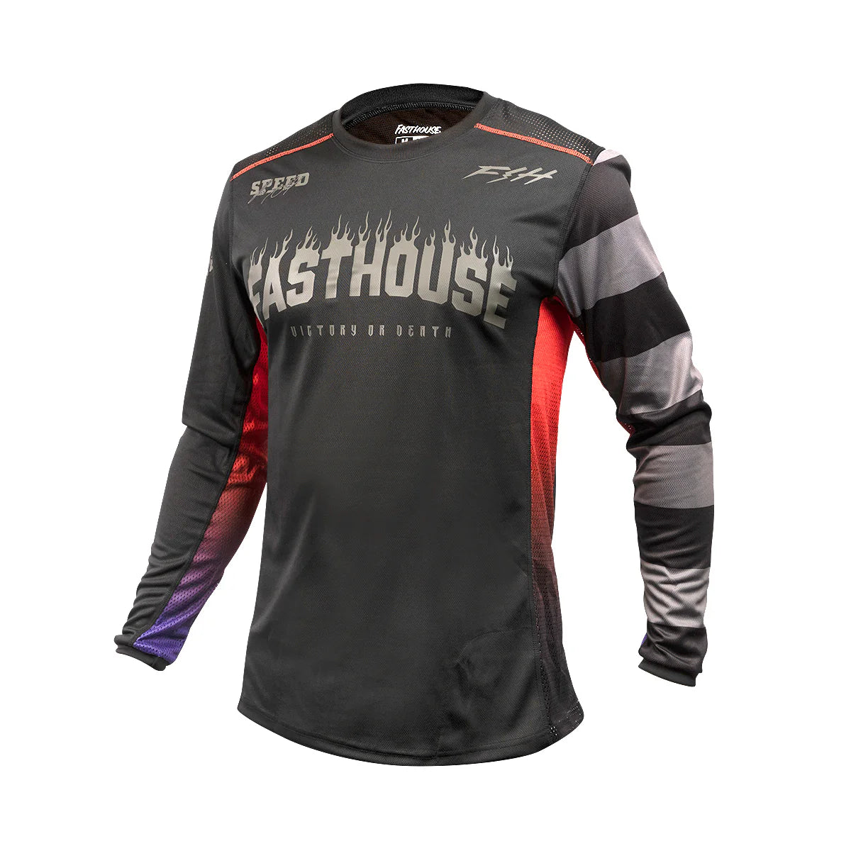 cycling clothing for light rain-Fasthouse Burn Free Classic Long Sleeve MTB Jersey - Youth - Black