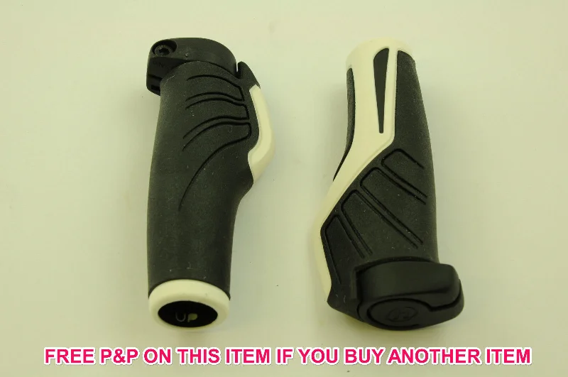 easy-install plain bike grips-PAIR HERRMANS ENDORFIN LOCK ON BIKE HANDLEBAR GRIPS BLACK & WHITE SALE 70% OFF