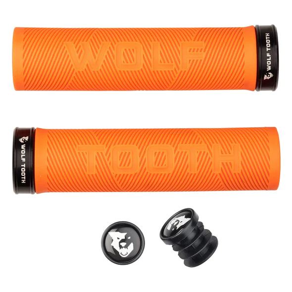 padded detachable bike grips-Wolf Tooth Components Echo Lock-On MTB Grips – Orange