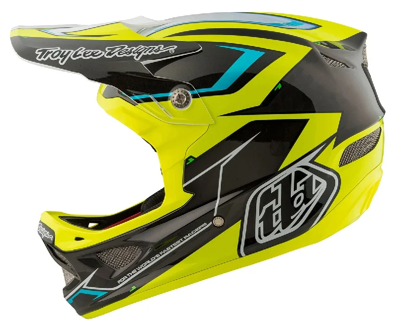 Bicycle helmet wellness tool-Troy Lee Designs D3 Composite Full Face Helmet - Cadence - Black-Yellow