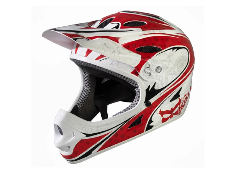 Bicycle helmet synthetic blend-Kali Durgana Full Face Helmet - White-Red