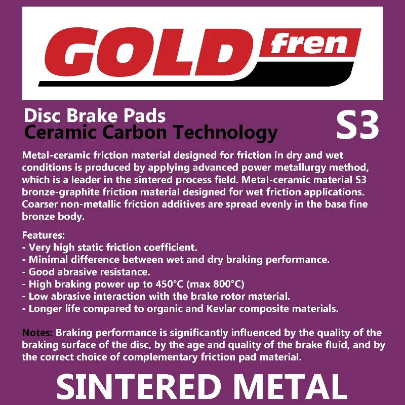 GOLDfren Brake Pads - S3 Sintered Sports