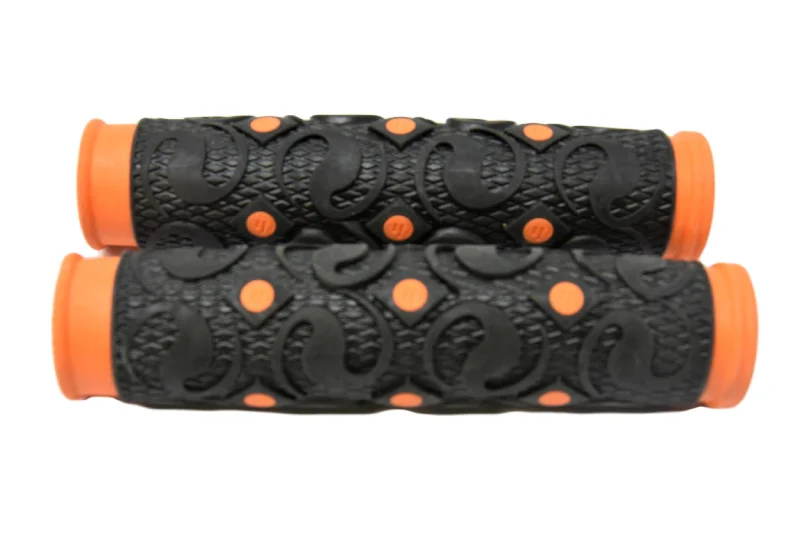 long-lasting pliable bike grips-Herrmans Woodoo DD07 Bike Handlebar Grips Dual Density Black & Orange 130mm