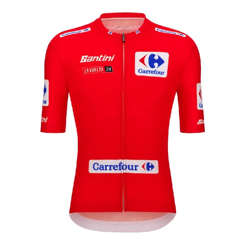 cycling clothing with good support-Maglia Santini Rossa Vuelta Espana 2024