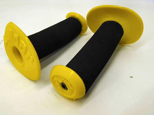 glossy finish single-layer grips-OLD SCHOOL BMX DONUT TYPE HANDLEBAR GRIPS LANDAR MADE IN THE 80's BLACK-YELLOW