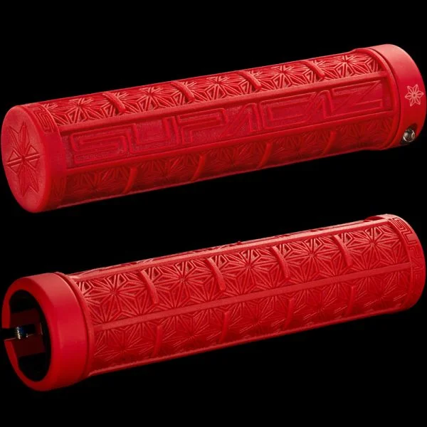 smooth rigid bike grips-SUPACAZ LOCK ON “GRIZIPS” FOR MTB OVERSIZE 32mm DIAMETER HANDLEBARS GRIPS RED