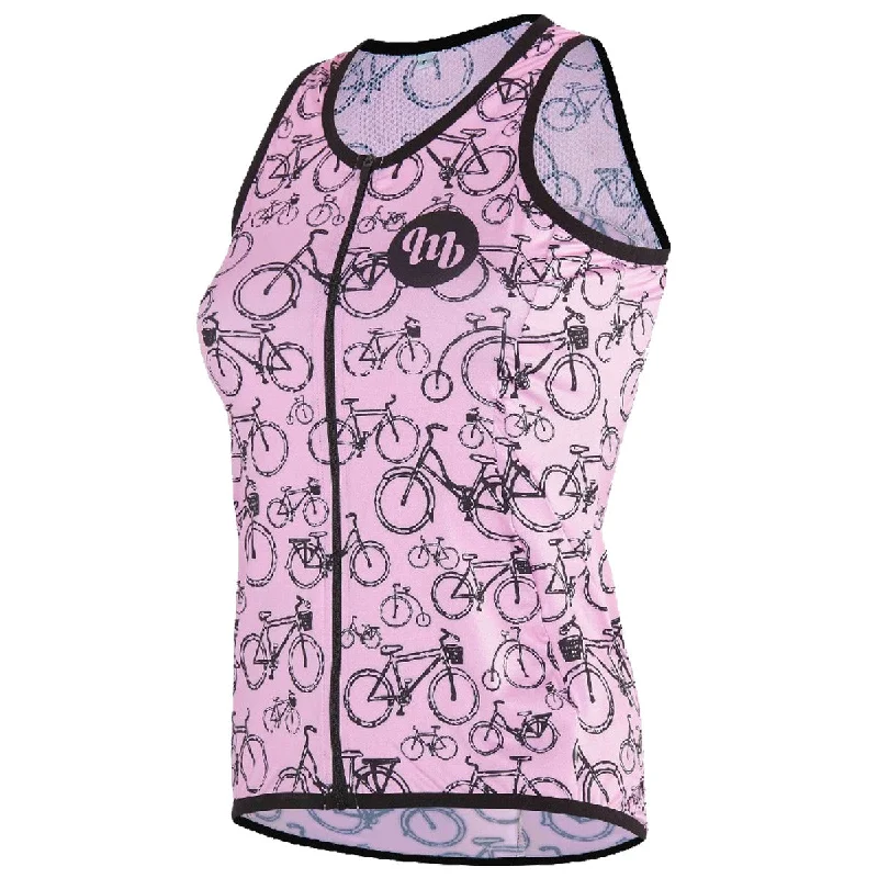 cycling clothing with glow stripes-Maglia donna senza maniche MbWear - Bike pink