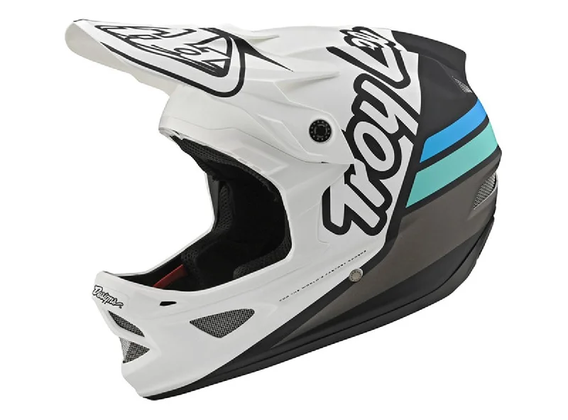 Bicycle helmet timeless style-Troy Lee Designs D3 Fiberlite Full Face Helmet - Silhouette - White-Navy - 2020