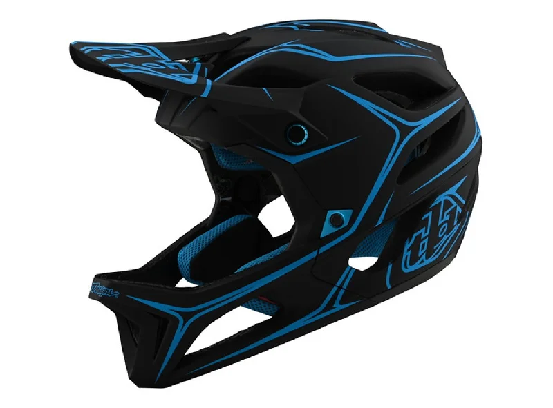 Bicycle helmet club essential-Troy Lee Designs Stage Full Face Helmet - Pinstripe - Black-Cyan - 2020