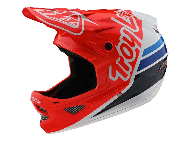 Bicycle helmet retro tech-Troy Lee Designs D3 Fiberlite Full Face Helmet - Silhouette - Red-White - 2020