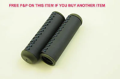 commuter retro bike grips-PAIR OF DARK BLUE “HAND STITCH” LOOK 90mm BIKE CYCLE BICYCLE HANDLEBAR GRIPS