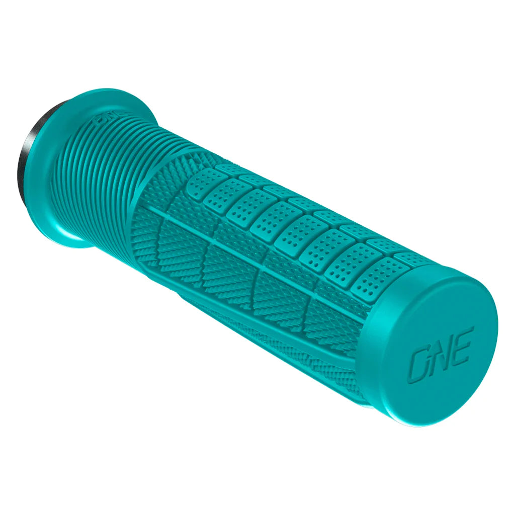 anti-slip sustainable bike grips-OneUp Thick Lock-On MTB Grips - Turquoise